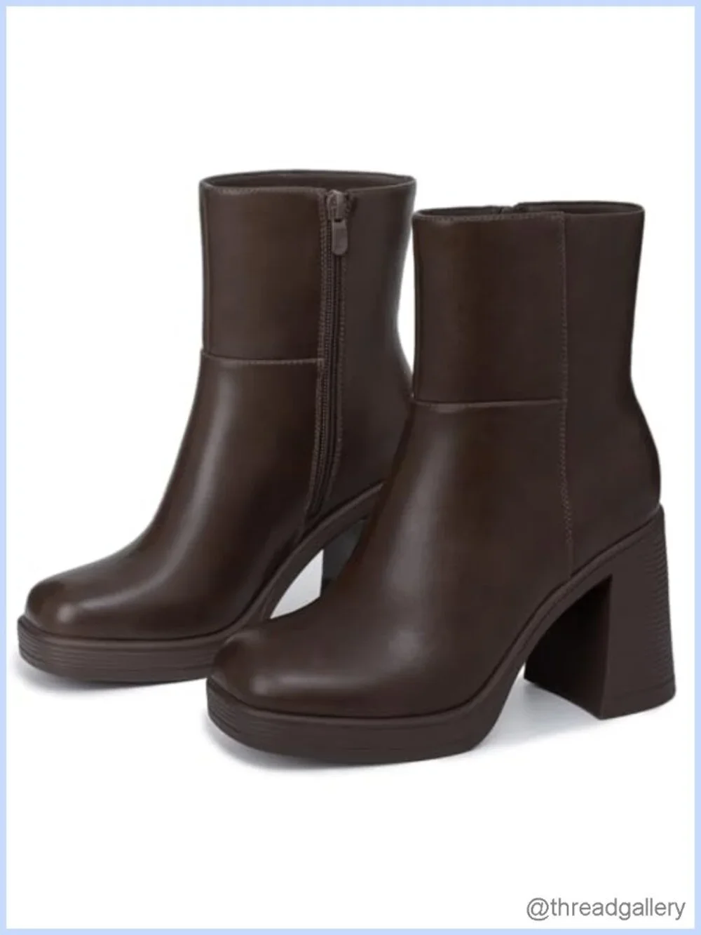 Platform Ankle Boots Chunky Block Heel Square Toe Fashion Dress Heeled Booties